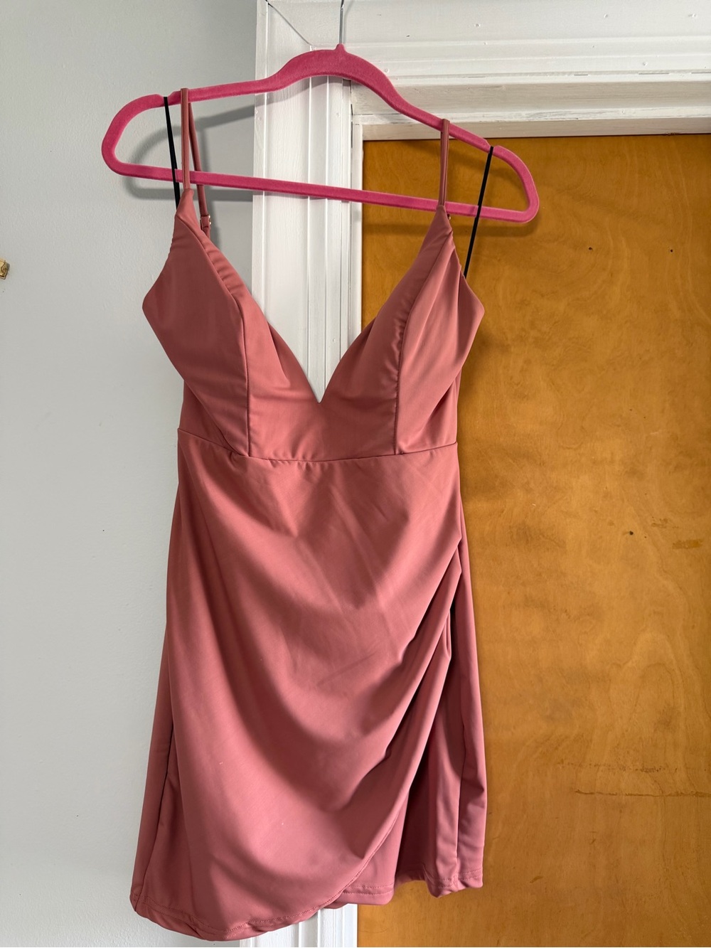 Hello Molly Mauve Pink V-Neck Mini Dress